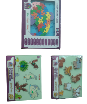 Hilife Wooden Learning Combo – Domestic Animal Puzzle, Bird Puzzle & Fish Puzzle