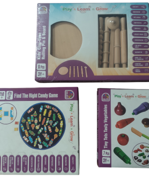 Hilife Creative Play Combo – Kids Clay Time Rolling Pin & Board, Tiny Tots Tasty Vegetables & Candy Game