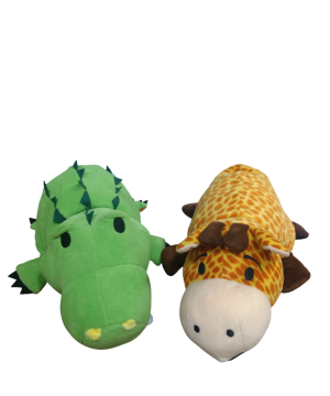 Hilife Reversible Soft Toy Combo – Monkey/Croco & Zebra/Giraffe (30 cm)