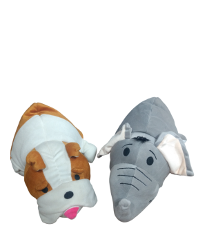 Hilife Reversible Soft Toy Combo – Dog/Monkey & Elephant/Tiger (40 cm)
